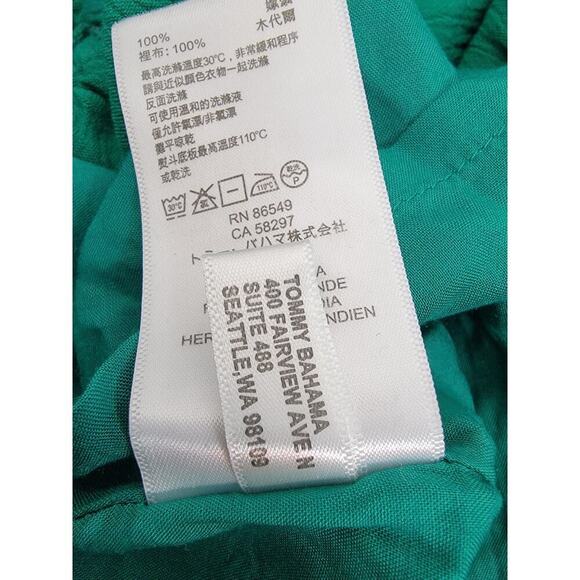 Tommy Bahama Midi Dress XS Layered Off Shoulders Green Cottagecore Bohemian - Picture 13 of 14